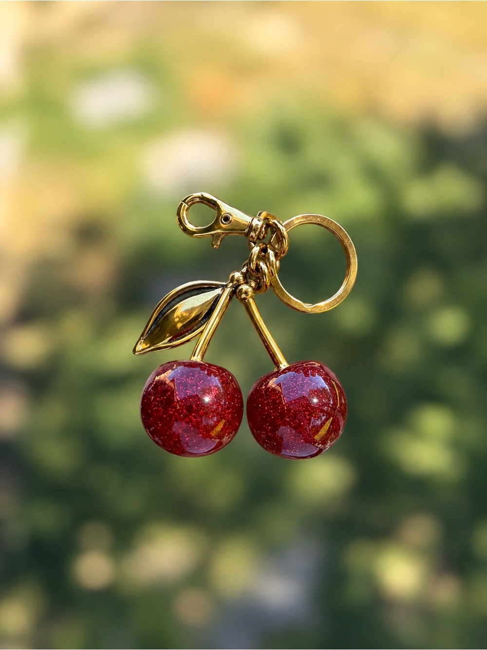 Coach Gold-Tone Red Glitter Cherry Brooch